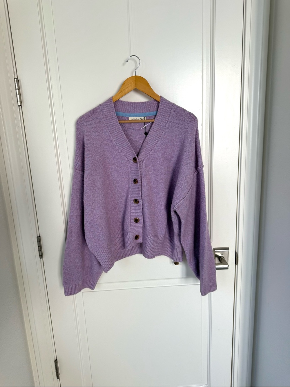 Free People Purple Lilac Oversized Cardigan Sweater Cool of the Night Small New